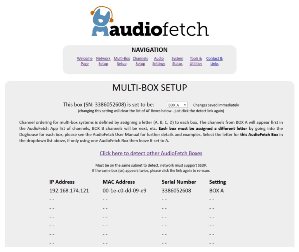 AudioFetch Doghouse MultiBox Setup