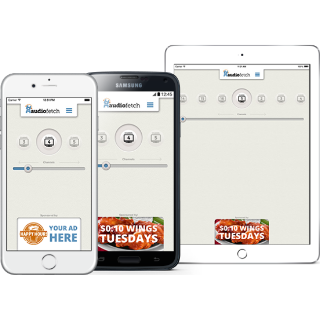 AudioFetch App with Sports Bar Ads